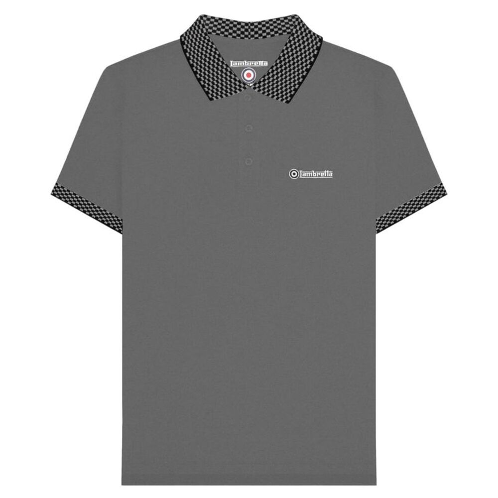 Lambretta Mens SS25 Two Tone Polo Shirt / Steel Grey